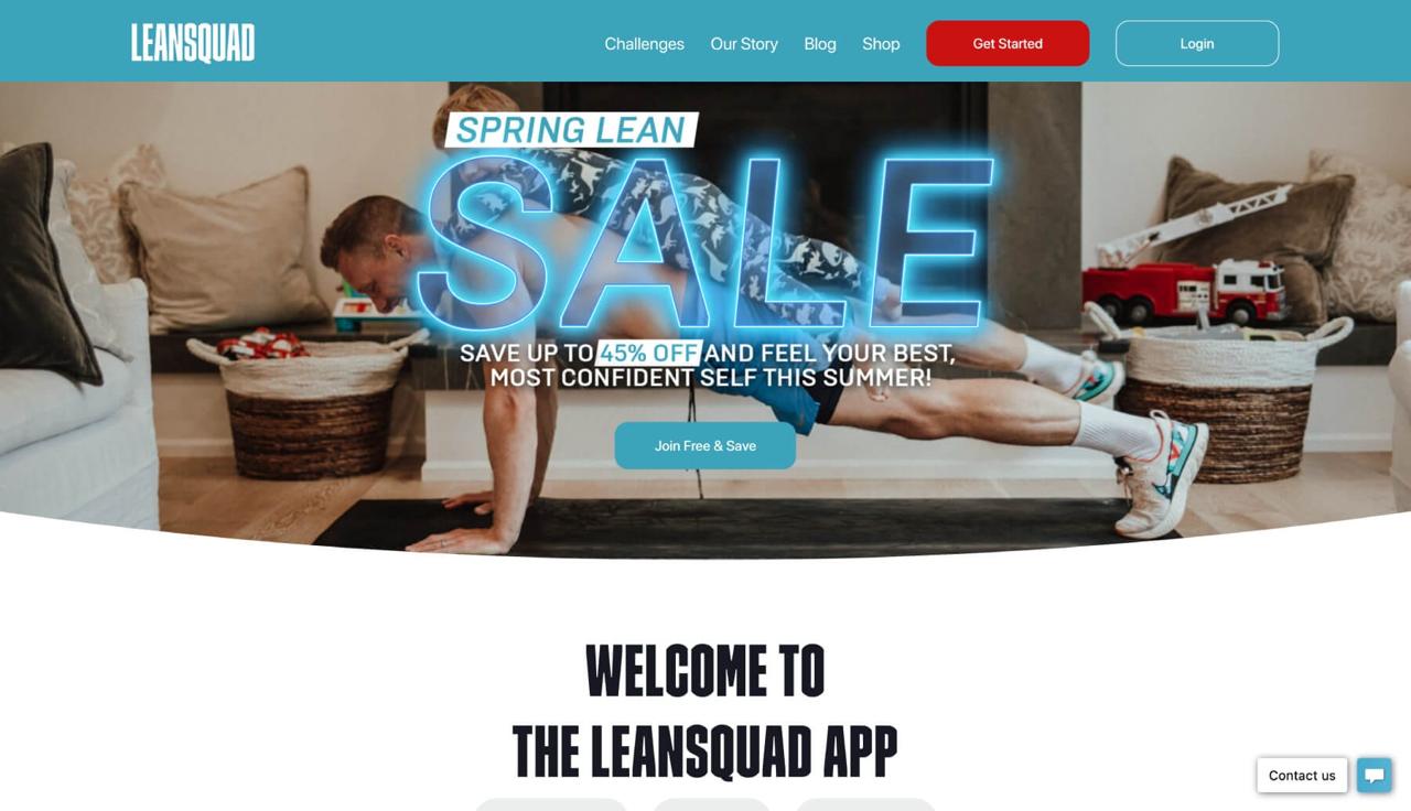 LEANSQUAD online fitness community website screenshot
