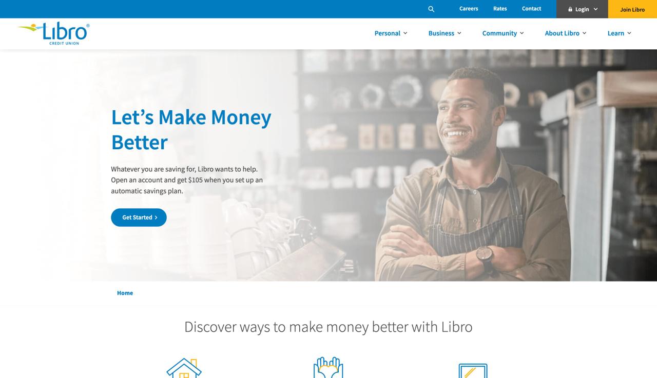 Libro Credit Union website screenshot
