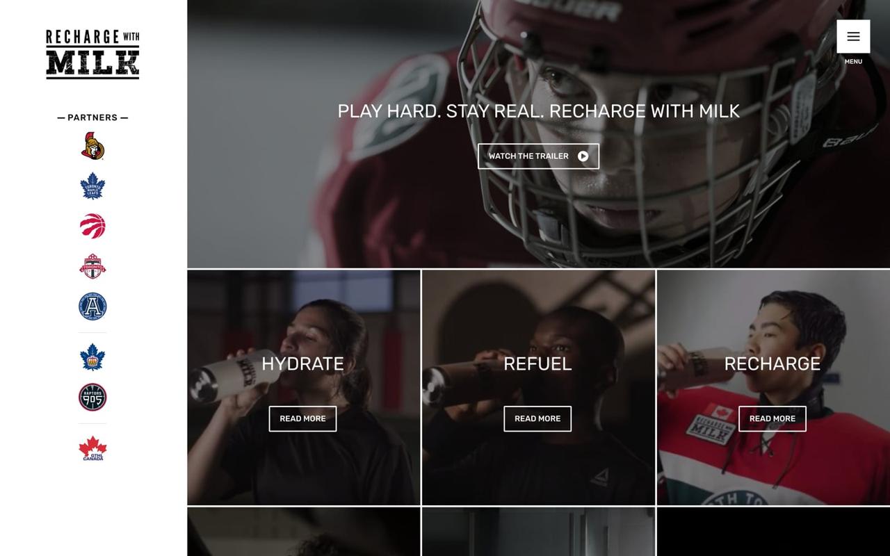 Recharge With Milk website homepage screenshot