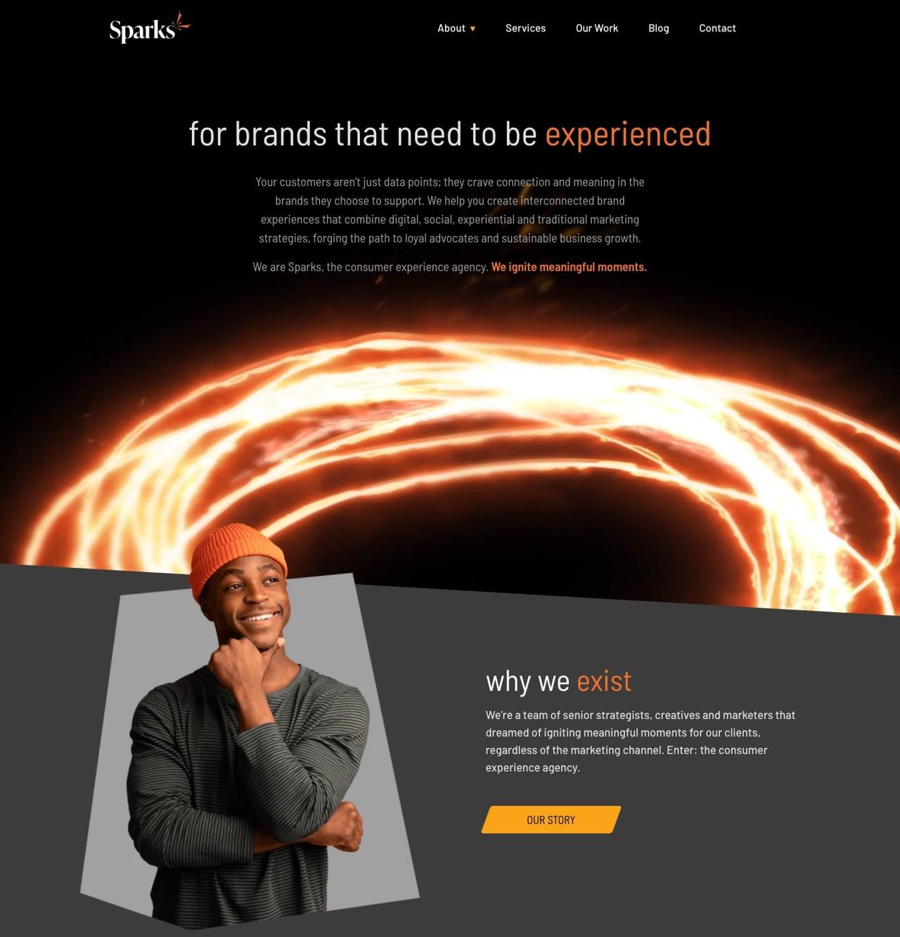 Sparks consumer experience agency website screenshot