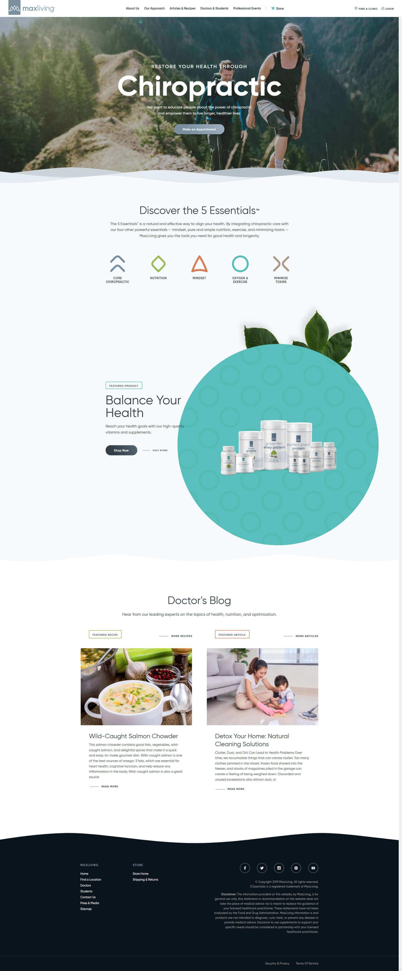 Screenshot of the MaxLiving website