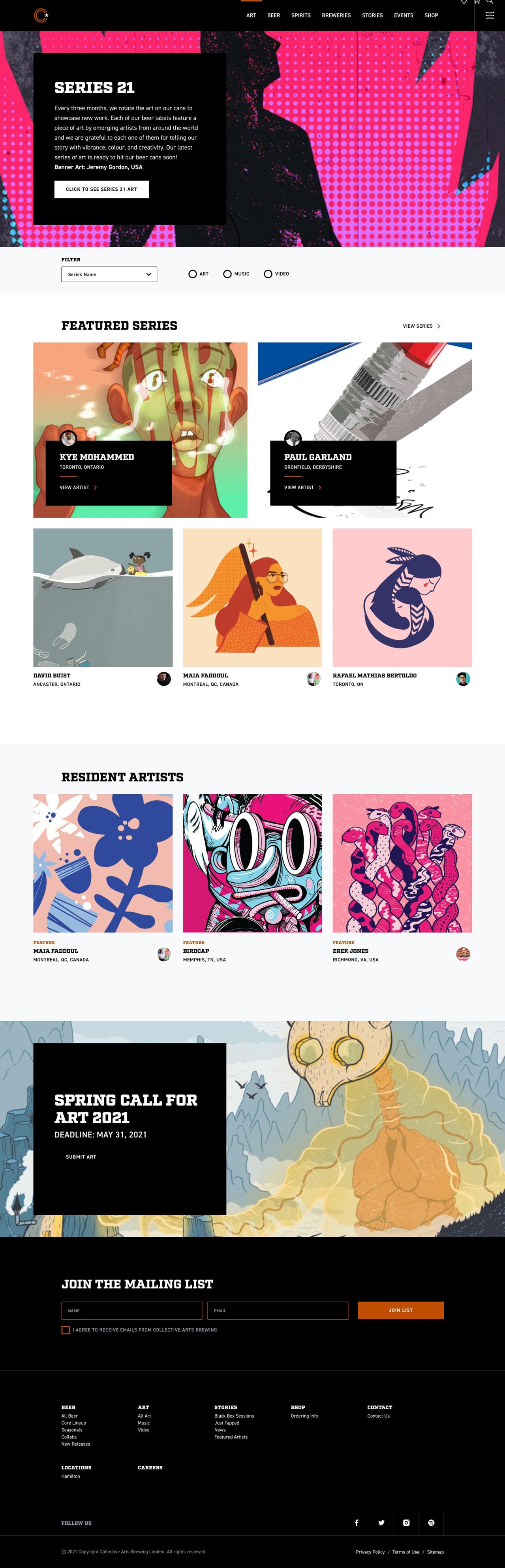 Screenshot of the Collective Arts Brewing art page